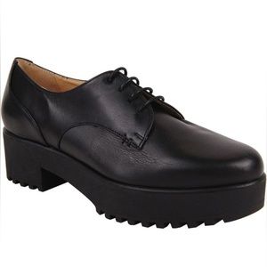 Ukies Andrea Oxford Black Nappa Leather 7 Lug Sole Platform